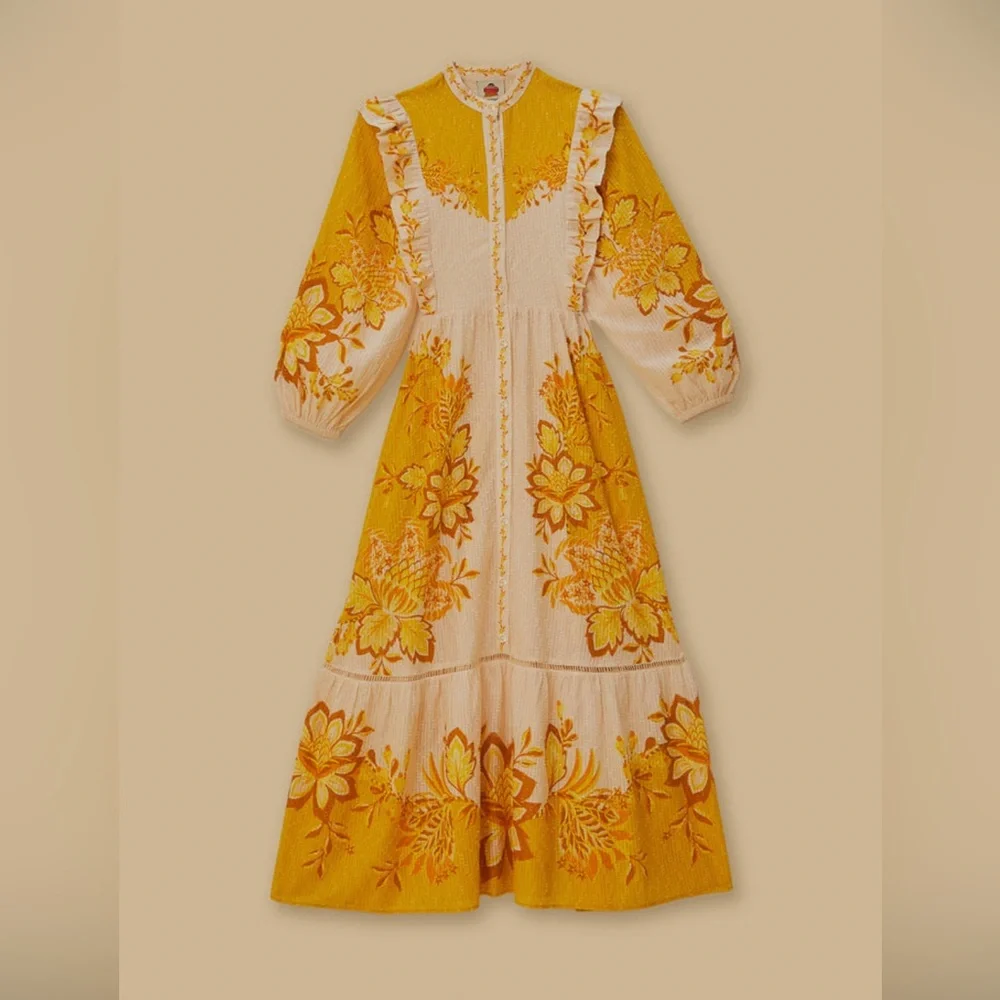 Farm Rio Aura Cream Floral Maxi Dress - Picture 10 of 10